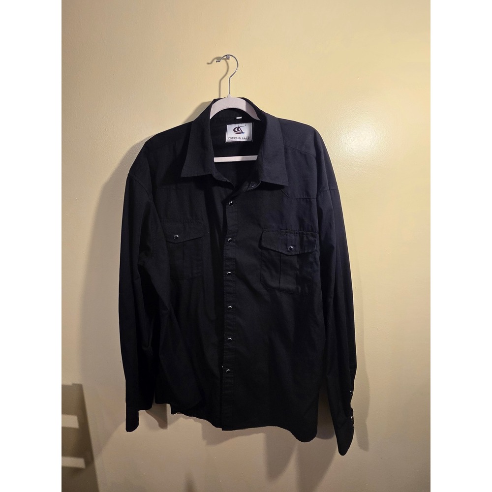Coevals Club Mens 3XL Black Western Snap Button Long Sleeve Shirt Workwear
